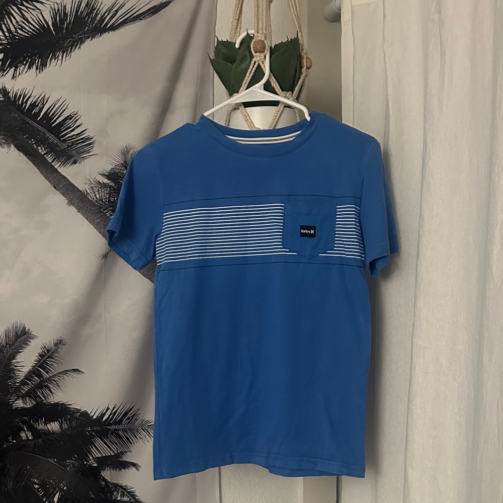 Hurley Blue and White Striped Tee